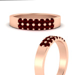 Load image into Gallery viewer, half-carat-two-row-round-ruby-wedding-band-in-rose-gold-FD11382BGRUDRANGLE3-0.50CT-NL-RG
