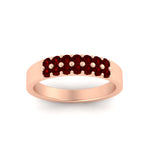 Load image into Gallery viewer, half-carat-two-row-round-ruby-wedding-band-in-rose-gold-FD11382BGRUDRANGLE5-0.50CT-NL-RG