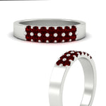 Load image into Gallery viewer, half-carat-two-row-round-ruby-wedding-band-in-white-gold-FD11382BGRUDRANGLE3-0.50CT-NL-WG