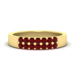 Load image into Gallery viewer, half-carat-two-row-round-ruby-wedding-band-in-yellow-gold-FD11382BGRUDR-0.50CT-NL-YG