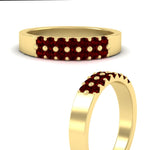 Load image into Gallery viewer, half-carat-two-row-round-ruby-wedding-band-in-yellow-gold-FD11382BGRUDRANGLE3-0.50CT-NL-YG