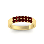 Load image into Gallery viewer, half-carat-two-row-round-ruby-wedding-band-in-yellow-gold-FD11382BGRUDRANGLE5-0.50CT-NL-YG
