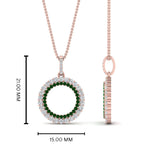 Load image into Gallery viewer, half-ct.-diamond-double-circle-pendant-with-emerald-in-FDPD10761-GEMGR-NL-RG
