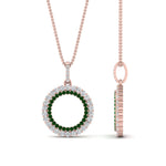 Load image into Gallery viewer, half-ct.-diamond-double-circle-pendant-with-emerald-in-FDPD10761-GEMGR-NL-RG
