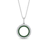 Load image into Gallery viewer, half-ct.-diamond-double-circle-pendant-with-emerald-in-FDPD10761-GEMGR-NL-WG
