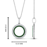 Load image into Gallery viewer, half-ct.-diamond-double-circle-pendant-with-emerald-in-FDPD10761-GEMGR-NL-WG
