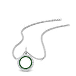 Load image into Gallery viewer, half-ct.-diamond-double-circle-pendant-with-emerald-in-FDPD10761-GEMGR-NL-WG
