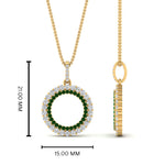 Load image into Gallery viewer, half-ct.-diamond-double-circle-pendant-with-emerald-in-FDPD10761-GEMGR-NL-YG
