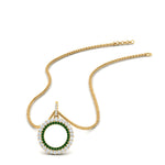 Load image into Gallery viewer, half-ct.-diamond-double-circle-pendant-with-emerald-in-FDPD10761-GEMGR-NL-YG
