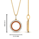 Load image into Gallery viewer, half-ct.-diamond-double-circle-pendant-with-orange-sapphire-in-FDPD10761-GSAOR-NL-YG
