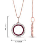 Load image into Gallery viewer, half-ct.-diamond-double-circle-pendant-with-pink-sapphire-in-FDPD10761-GSADRPI-NL-RG
