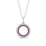 Load image into Gallery viewer, half-ct.-diamond-double-circle-pendant-with-pink-sapphire-in-FDPD10761-GSADRPI-NL-WG
