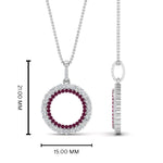 Load image into Gallery viewer, half-ct.-diamond-double-circle-pendant-with-pink-sapphire-in-FDPD10761-GSADRPI-NL-WG
