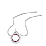 Load image into Gallery viewer, half-ct.-diamond-double-circle-pendant-with-pink-sapphire-in-FDPD10761-GSADRPI-NL-WG
