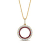 Load image into Gallery viewer, half-ct.-diamond-double-circle-pendant-with-pink-sapphire-in-FDPD10761-GSADRPI-NL-YG