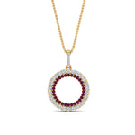 Load image into Gallery viewer, half-ct.-diamond-double-circle-pendant-with-pink-sapphire-in-FDPD10761-GSADRPI-NL-YG
