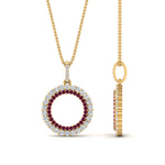 Load image into Gallery viewer, half-ct.-diamond-double-circle-pendant-with-pink-sapphire-in-FDPD10761-GSADRPI-NL-YG
