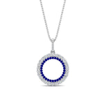 Load image into Gallery viewer, half-ct.-diamond-double-circle-pendant-with-sapphire-in-FDPD10761-GSABL-NL-WG
