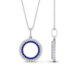 Load image into Gallery viewer, half-ct.-diamond-double-circle-pendant-with-sapphire-in-FDPD10761-GSABL-NL-WG
