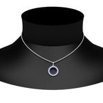 Load image into Gallery viewer, half-ct.-diamond-double-circle-pendant-with-sapphire-in-FDPD10761-GSABL-NL-WG
