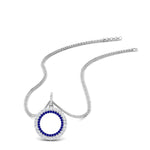 Load image into Gallery viewer, half-ct.-diamond-double-circle-pendant-with-sapphire-in-FDPD10761-GSABL-NL-WG
