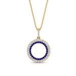 Load image into Gallery viewer, half-ct.-diamond-double-circle-pendant-with-sapphire-in-FDPD10761-GSABL-NL-YG
