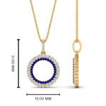 Load image into Gallery viewer, half-ct.-diamond-double-circle-pendant-with-sapphire-in-FDPD10761-GSABL-NL-YG
