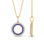Load image into Gallery viewer, half-ct.-diamond-double-circle-pendant-with-sapphire-in-FDPD10761-GSABL-NL-YG
