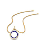 Load image into Gallery viewer, half-ct.-diamond-double-circle-pendant-with-sapphire-in-FDPD10761-GSABL-NL-YG
