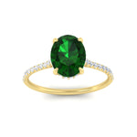 Load image into Gallery viewer, half-eternity-oval-emerald-hidden-halo-ring-with-diamond-in-yellow-gold-FD9788OVRGEMGR-NL-YG.jpg
