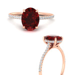 Load image into Gallery viewer, half-eternity-oval-ruby-hidden-halo-ring-with-diamond-in-rose-gold-FD9788OVRGRUDR-NL-RG.jpg

