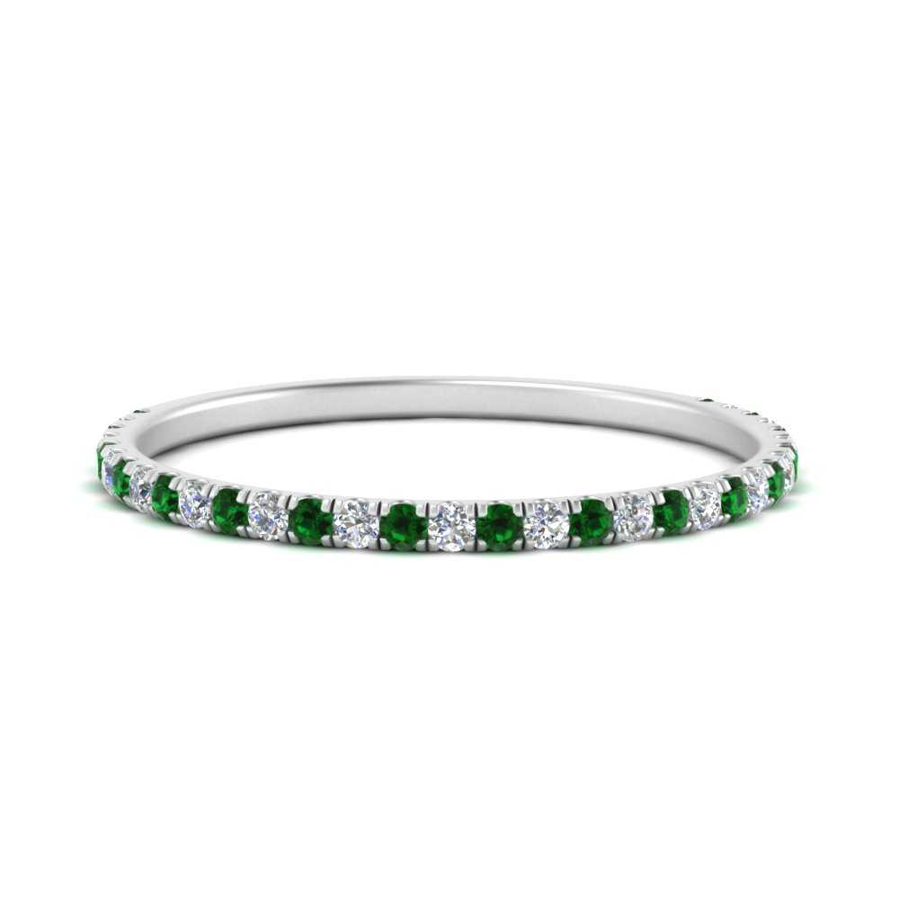 half-eternity-stackable-diamond-wedding-ring-with-emerald-in-FD67818BGEMGR-NL-WG