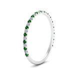 Load image into Gallery viewer, half-eternity-stackable-diamond-wedding-ring-with-emerald-in-FD67818BGEMGR-NL-WG
