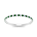 Load image into Gallery viewer, half-eternity-stackable-diamond-wedding-ring-with-emerald-in-FD67818BGEMGR-NL-WG
