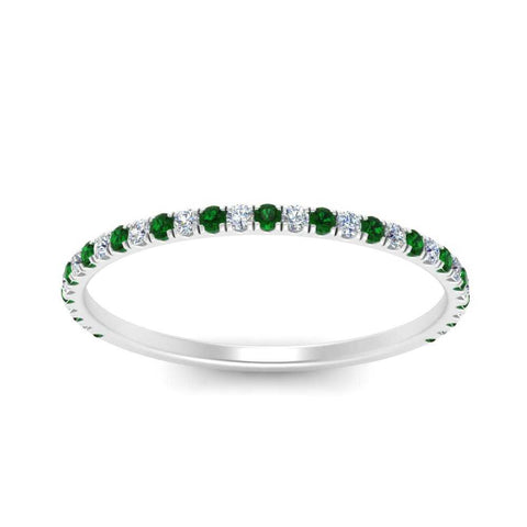 half-eternity-stackable-diamond-wedding-ring-with-emerald-in-FD67818BGEMGR-NL-WG