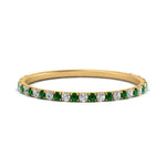 Load image into Gallery viewer, half-eternity-stackable-diamond-wedding-ring-with-emerald-in-FD67818BGEMGR-NL-YG
