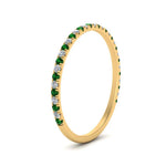 Load image into Gallery viewer, half-eternity-stackable-diamond-wedding-ring-with-emerald-in-FD67818BGEMGR-NL-YG
