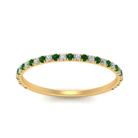 half-eternity-stackable-diamond-wedding-ring-with-emerald-in-FD67818BGEMGR-NL-YG