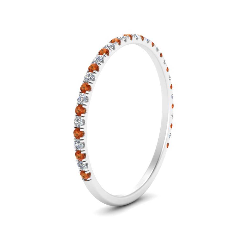 half-eternity-stackable-diamond-wedding-ring-with-orange-sapphire-in-FD67818BGSAOR-NL-WG