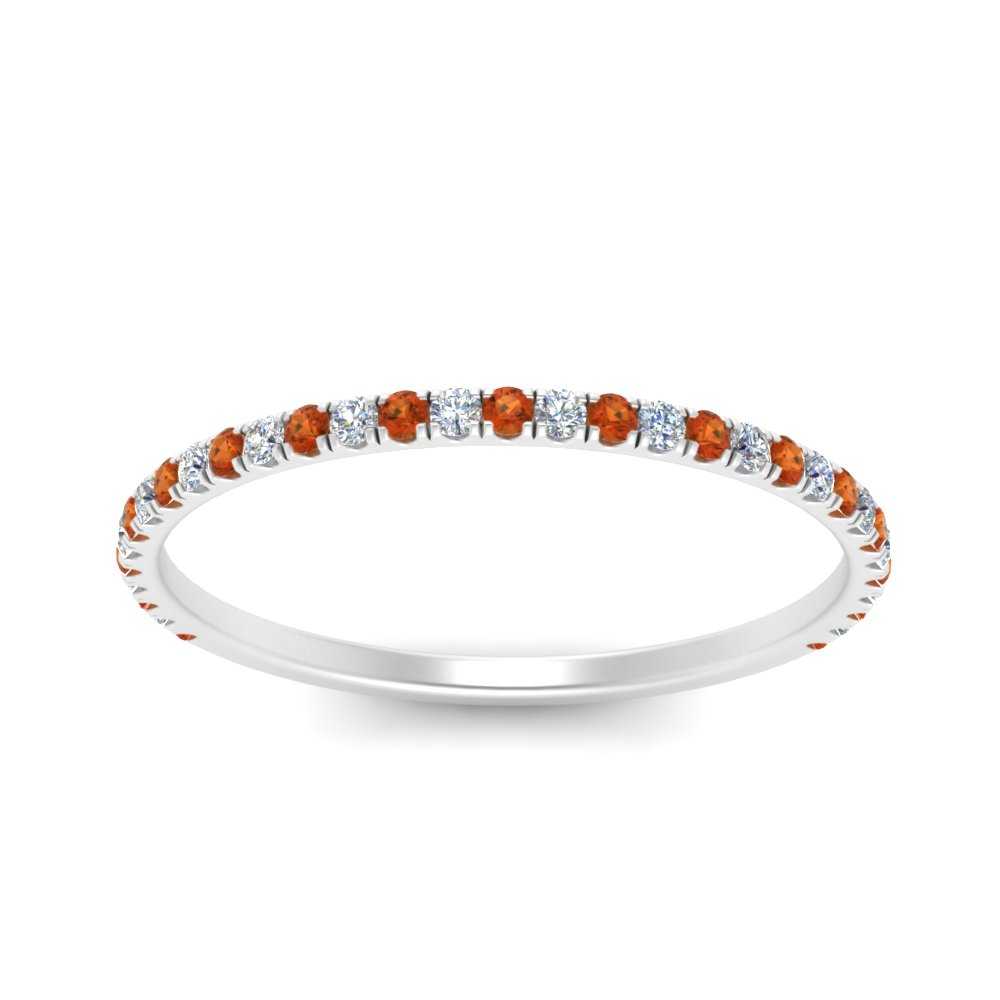half-eternity-stackable-diamond-wedding-ring-with-orange-sapphire-in-FD67818BGSAOR-NL-WG