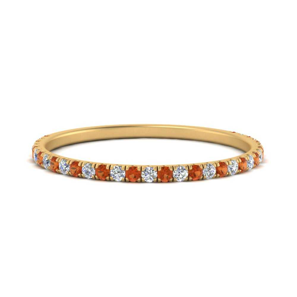 half-eternity-stackable-diamond-wedding-ring-with-orange-sapphire-in-FD67818BGSAOR-NL-YG