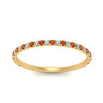 Load image into Gallery viewer, half-eternity-stackable-diamond-wedding-ring-with-orange-sapphire-in-FD67818BGSAOR-NL-YG
