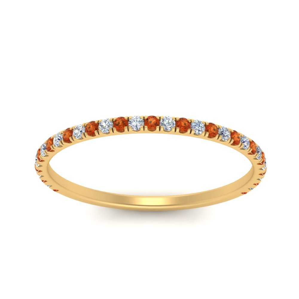 half-eternity-stackable-diamond-wedding-ring-with-orange-sapphire-in-FD67818BGSAOR-NL-YG