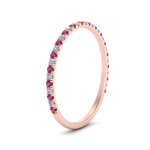 Load image into Gallery viewer, half-eternity-stackable-diamond-wedding-ring-with-pink-sapphire-in-FD67818BGSADRPI-NL-RG
