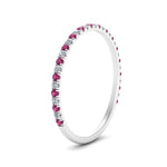 Load image into Gallery viewer, half-eternity-stackable-diamond-wedding-ring-with-pink-sapphire-in-FD67818BGSADRPI-NL-WG
