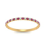 Load image into Gallery viewer, half-eternity-stackable-diamond-wedding-ring-with-pink-sapphire-in-FD67818BGSADRPI-NL-YG
