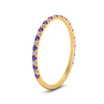 Load image into Gallery viewer, half-eternity-stackable-diamond-wedding-ring-with-purple-topaz-in-FD67818BGVITO-NL-YG
