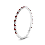 Load image into Gallery viewer, half-eternity-stackable-diamond-wedding-ring-with-ruby-in-FD67818BGRUDR-NL-WG
