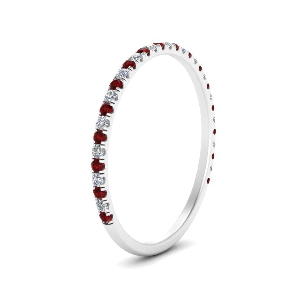 half-eternity-stackable-diamond-wedding-ring-with-ruby-in-FD67818BGRUDR-NL-WG