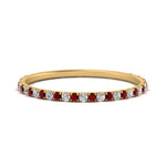 Load image into Gallery viewer, half-eternity-stackable-diamond-wedding-ring-with-ruby-in-FD67818BGRUDR-NL-YG
